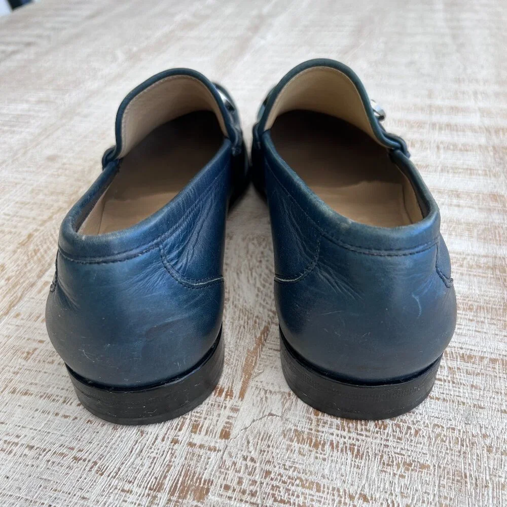 Salvatore Ferragamo Men's Dark Blue Leather Horse Bit Penny Loafer Size 10 1/2 D - Picture 3 of 13